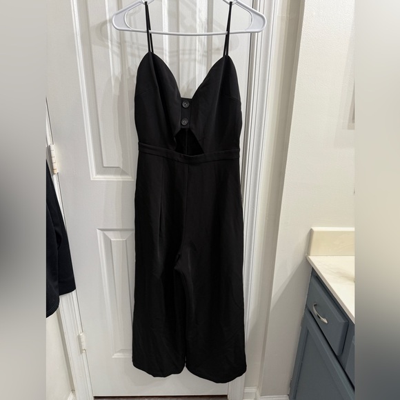 Small Privacy Please Black Pants Jumpsuit - Picture 1 of 6